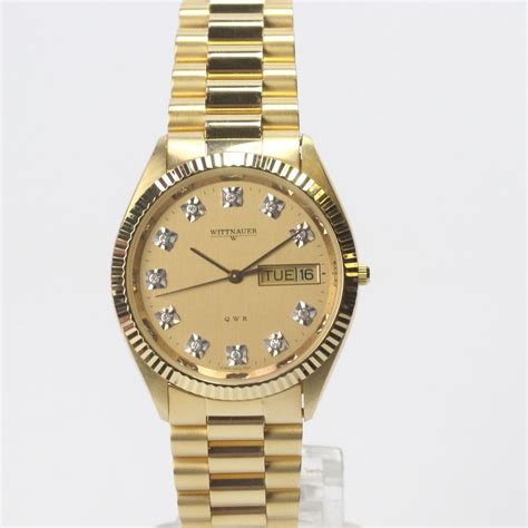 fake wittnauer qwr gold plated and stainless steel band watch|wittnauer 7004a.